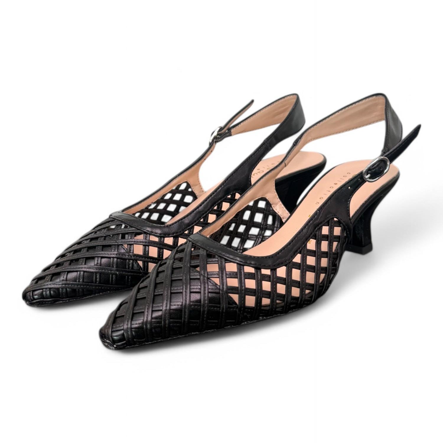 Slingback intreccio nero tacco 50 Les Autres<BR/> 