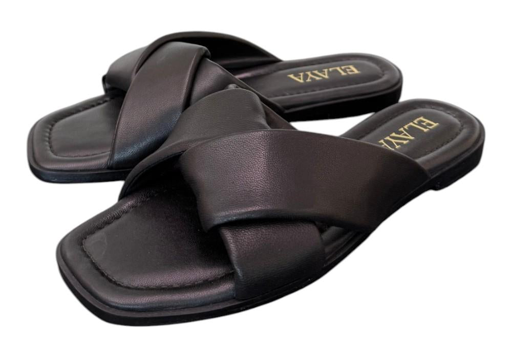 Ciabatta nodo pelle nera Elaya 