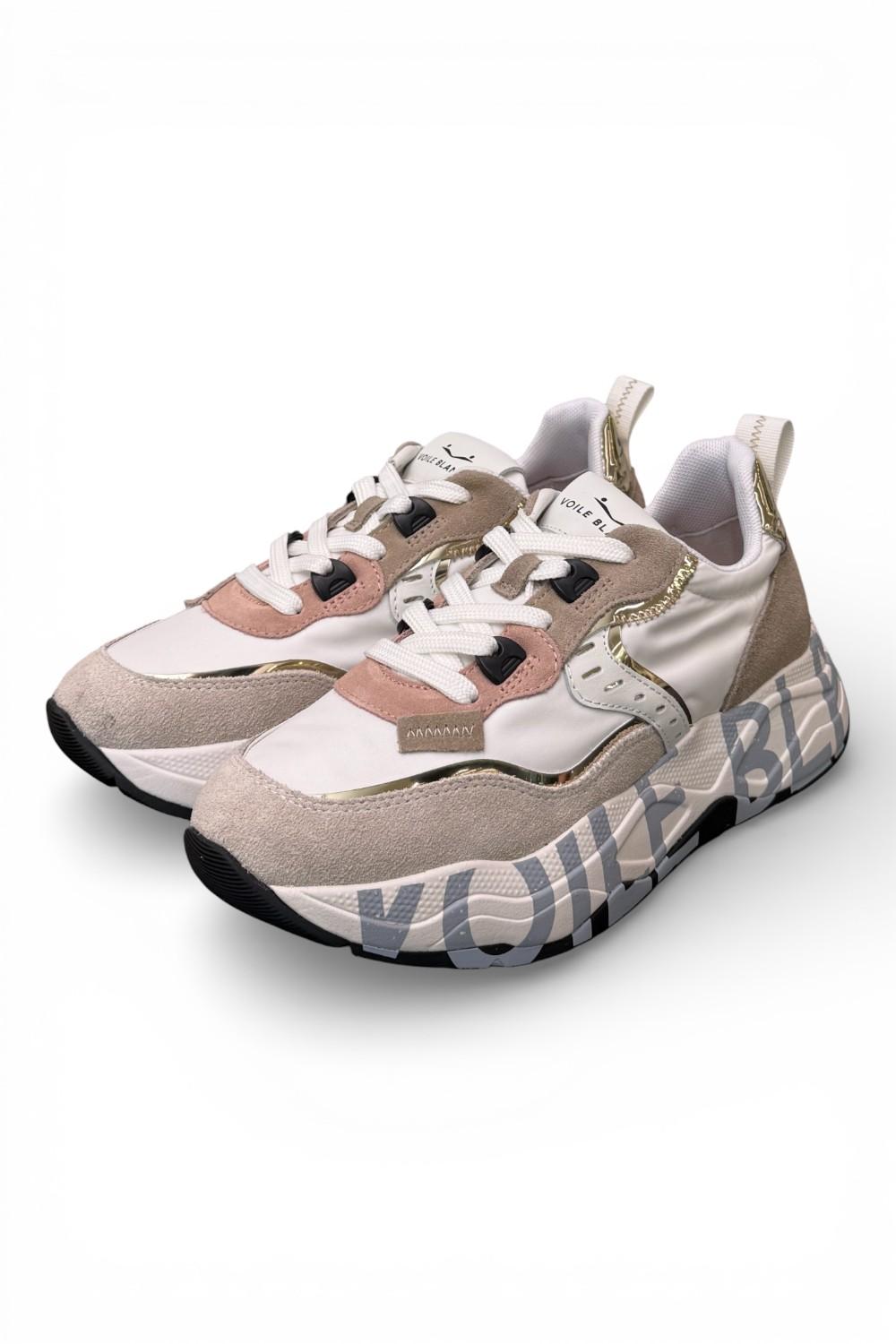 Sneaker donna Voile Blanche Club 105 bianca beige rosa 1N61 