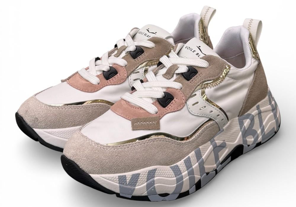 Sneaker donna Voile Blanche Club 105 bianca beige rosa 1N61 