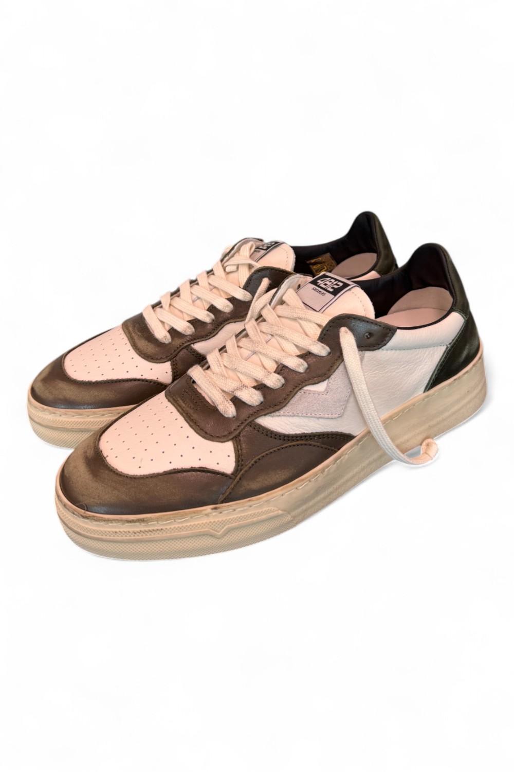 Sneaker uomo Hyper pelle bianca oliva 