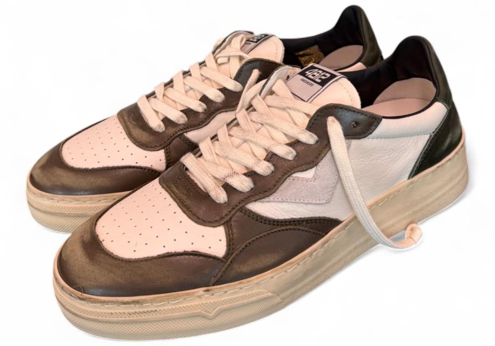 Sneaker uomo Hyper pelle bianca oliva 