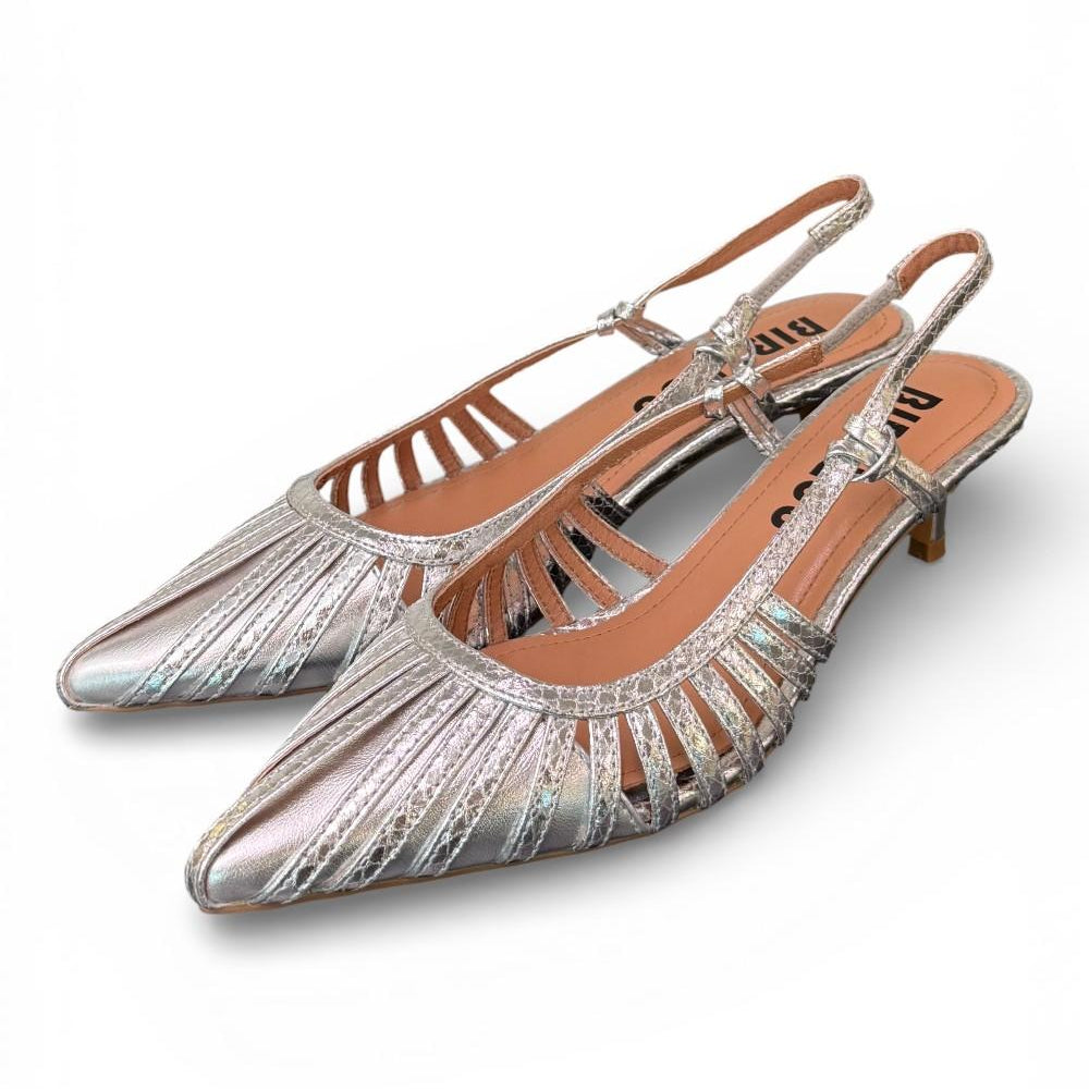 Slingback laminata argento Bibi Lou 
