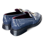 Mocassino vernice blu fibbia Lorenzo Mari<BR/> 