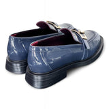 Mocassino vernice blu fibbia Lorenzo Mari<BR/> 