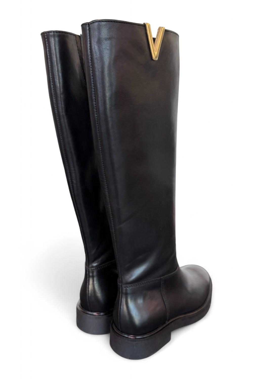 Stivale cavallerizzo V pelle nera Francesco Brunelli<BR/> 