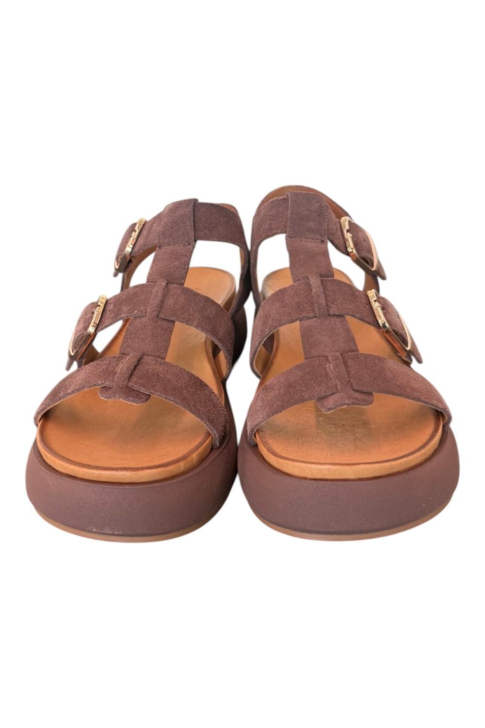 Sandalo gabbia suede moro Z40 Inuovo<BR/> 