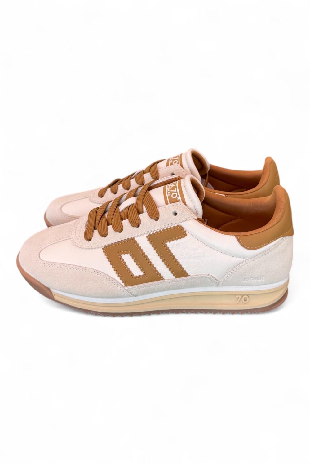 Sneaker donna Back70 Jogger nappa latte cuoio 