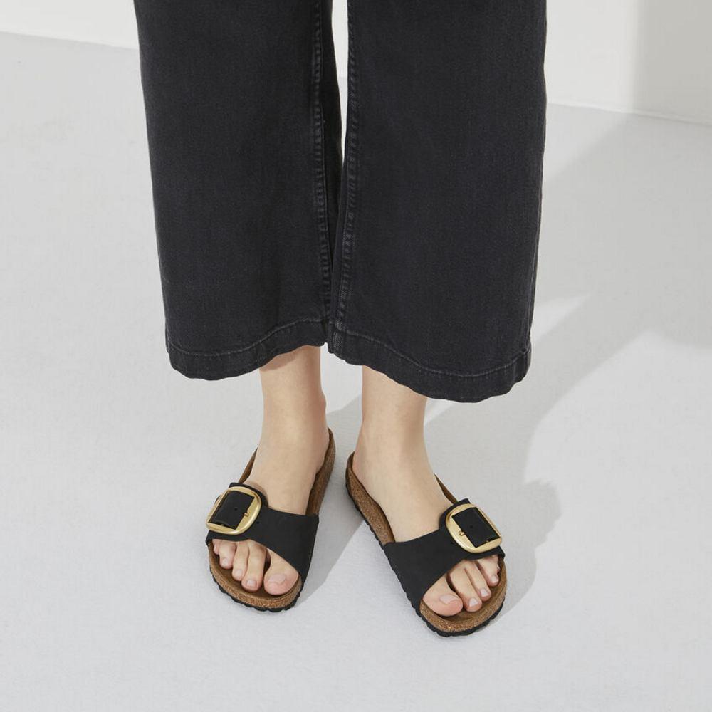 Ciabatta donna Madrid Big Buckle suede nero Birkenstock 