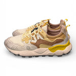 Sneaker uomo Yamano 3 1E44 beige white brown canvas Flower Mountain 