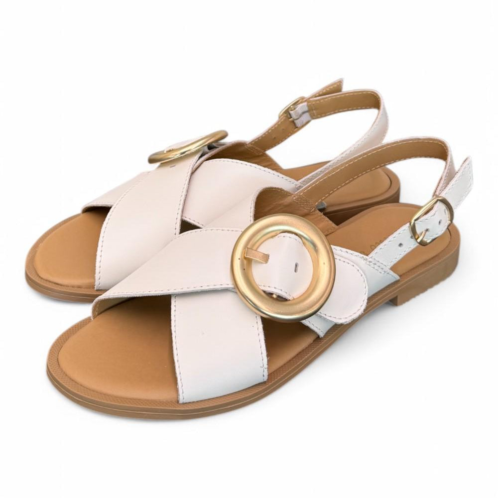 Sandalo pelle latte fibbia Francesco B. 