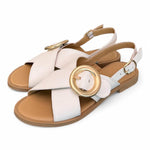 Sandalo pelle latte fibbia Francesco B. 