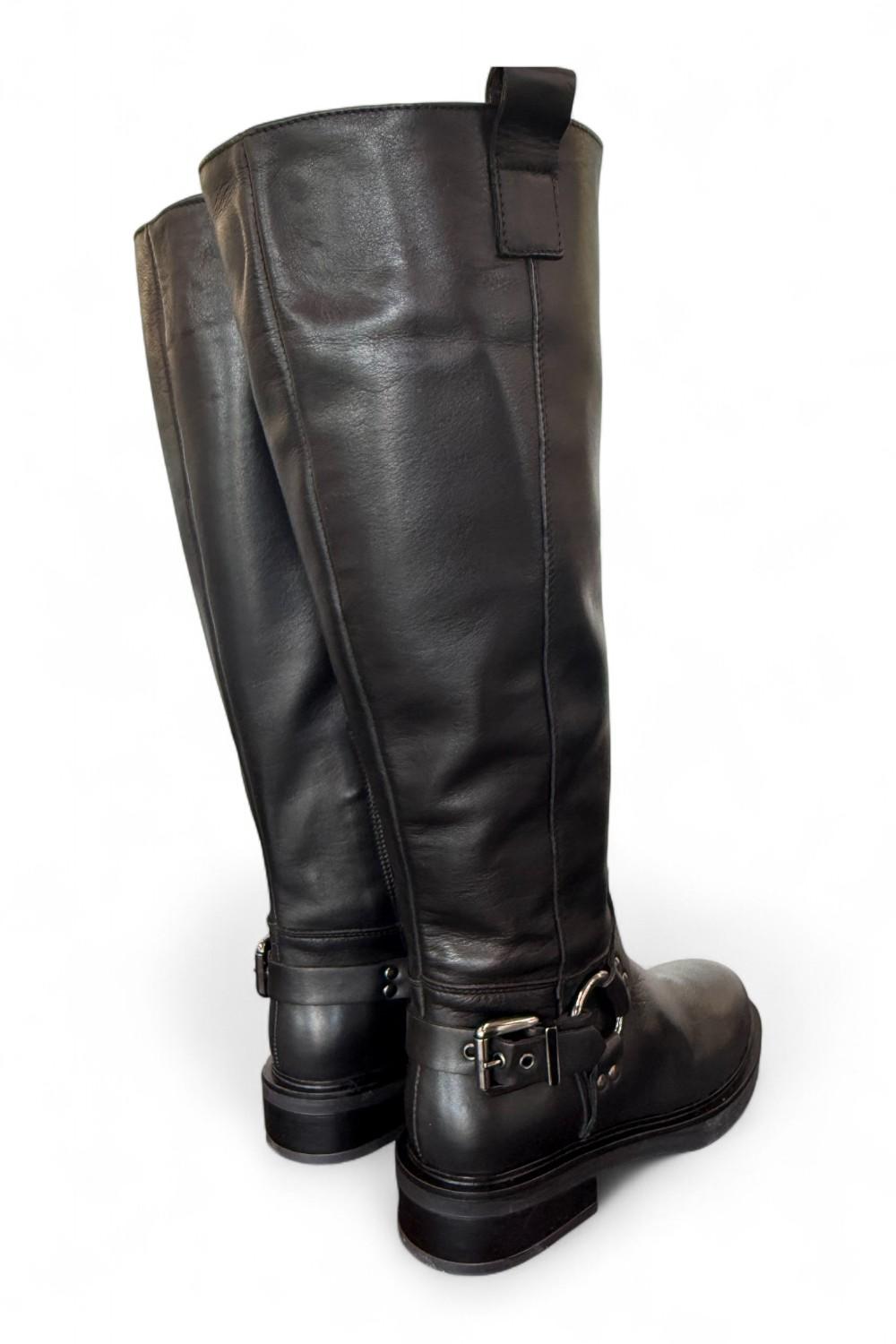 Stivale biker pelle nera Angelica 