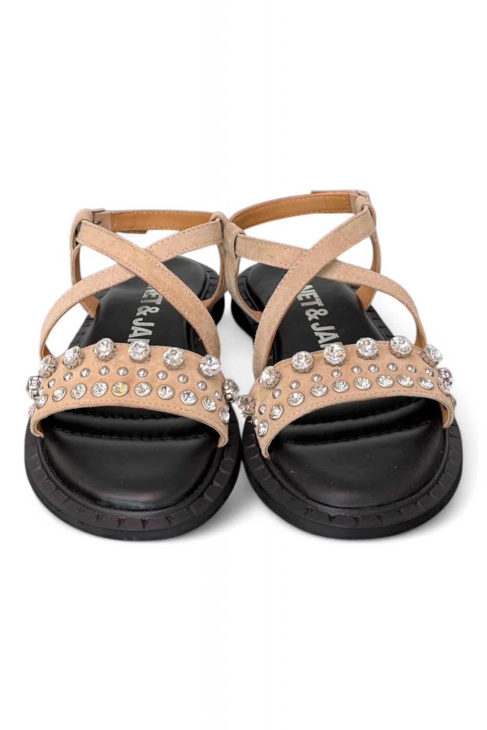 Sandalo suede beige strass Janet & Janet 
