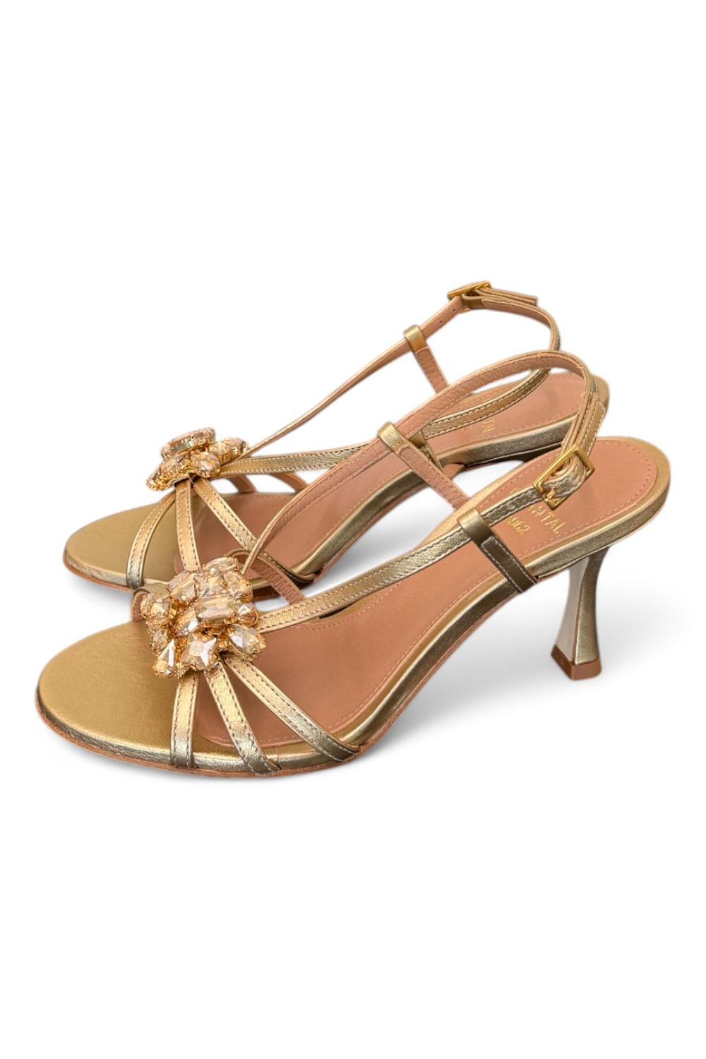 Sandalo gioiello oro tacco 70 Chantal<BR/> <BR/> 