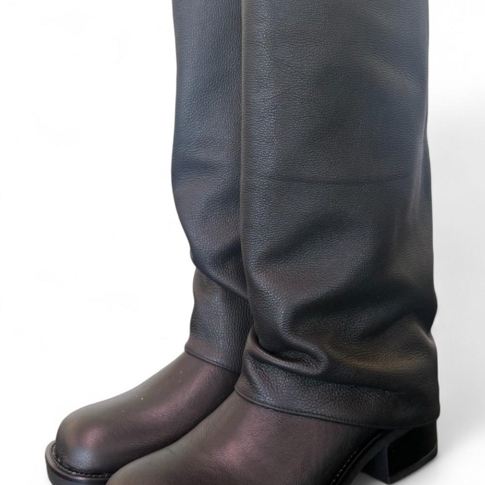 Stivale biker ghetta pelle nera Ranye <BR/> 