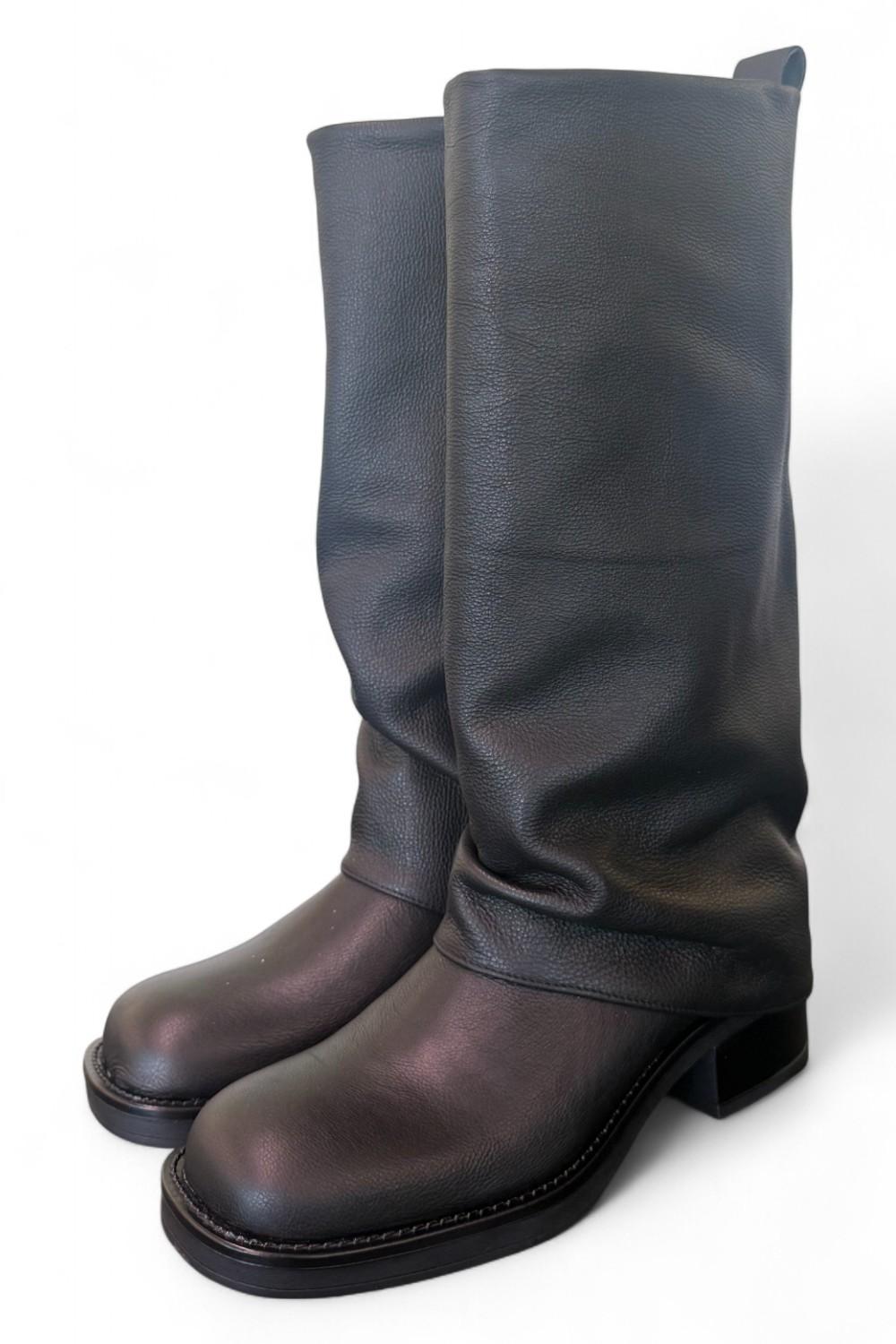 Stivale biker ghetta pelle nera Ranye <BR/> 