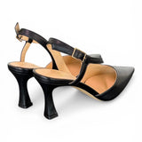 Slingback trasversale pelle nera Matteo Pitti 