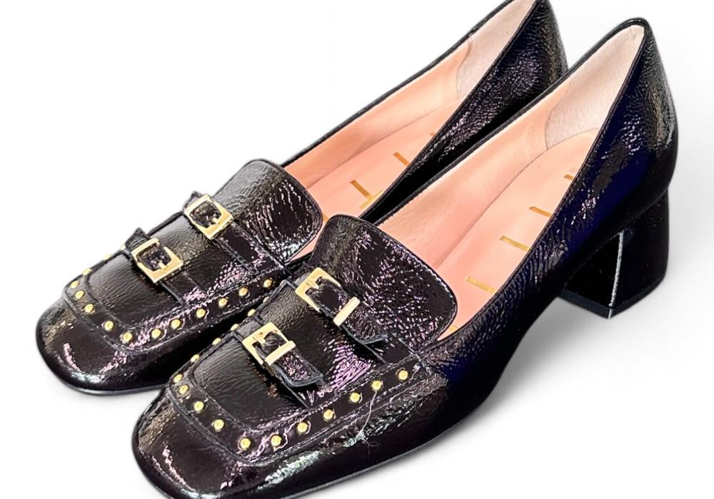 Mocassino borchie vernice nera Matteo Pitti 