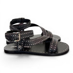 Sandalo microborchie pelle nera Janet<BR/> <BR/> 
