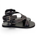 Sandalo microborchie pelle nera Janet<BR/> <BR/> 