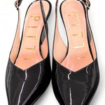 Slingback tacco zeppa vernice nera Matteo Pitti 