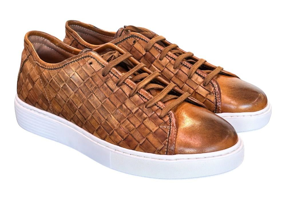 Sneaker uomo intrecciata cuoio Pawelks 