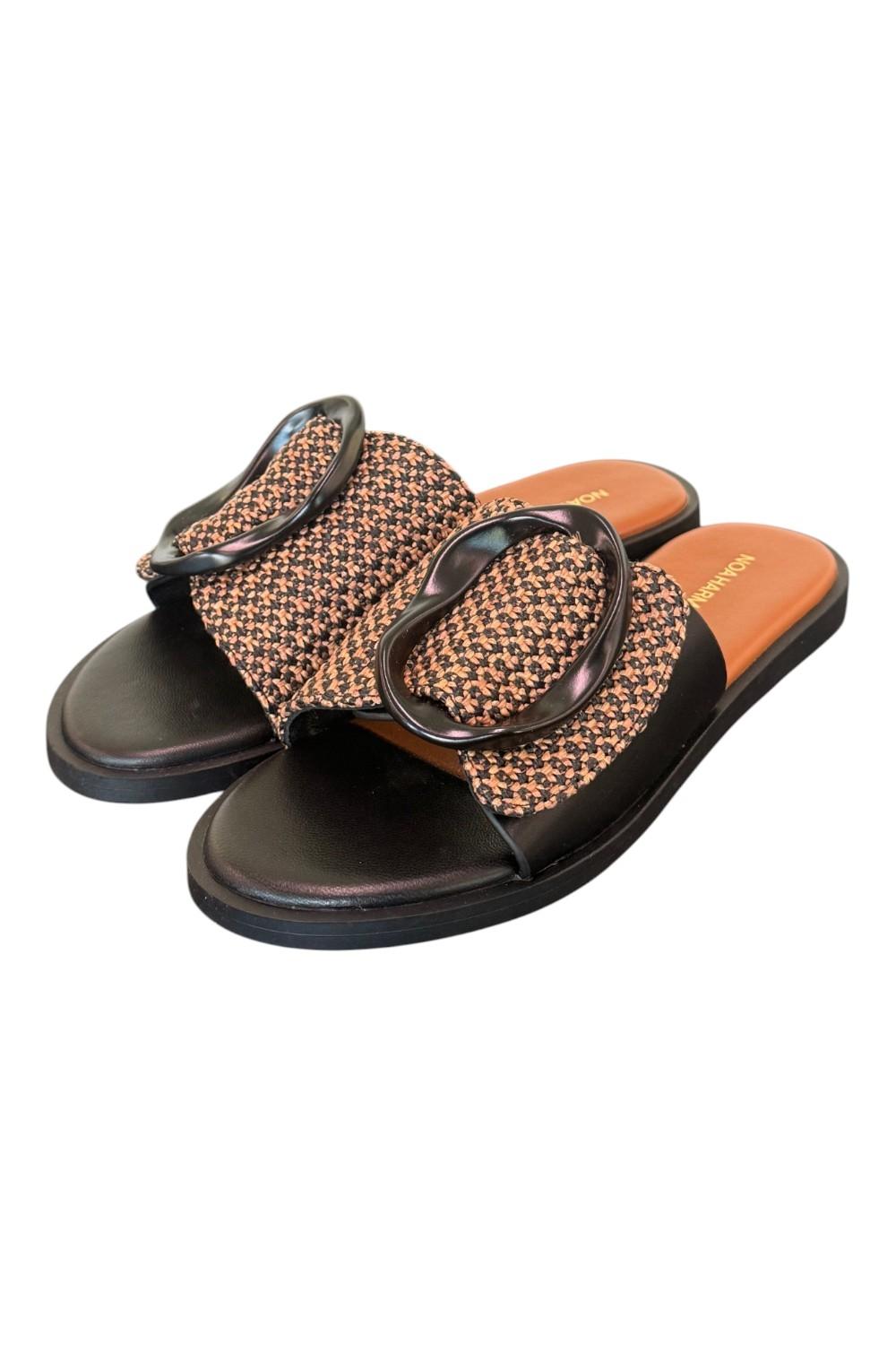 Ciabatta fibbia nero camel Noa Harmon 