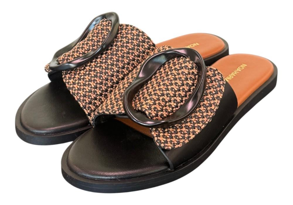 Ciabatta fibbia nero camel Noa Harmon 
