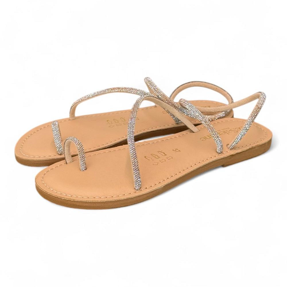 Sandalo infradito strass argento platino Le Salentine 
