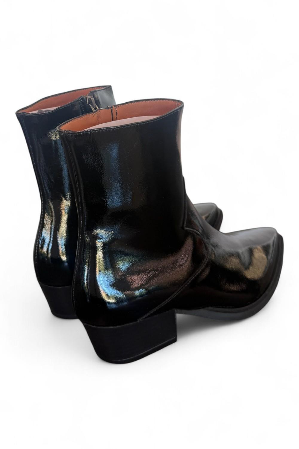 Stivaletto texano lucido nero Matteo Pitti 