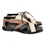 Semiaperto laccio nero beige bianco Le Bohemien<BR/> 