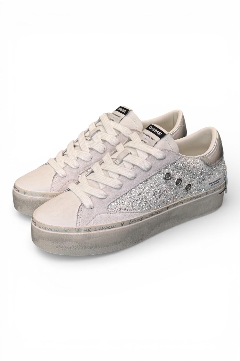 Sneaker bianca argento platform Crime London 