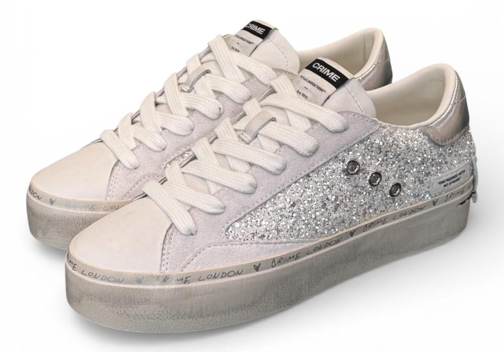 Sneaker bianca argento platform Crime London 