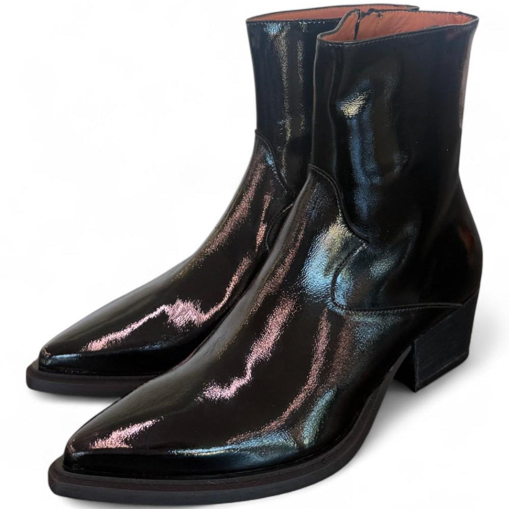 Stivaletto texano lucido nero Matteo Pitti 