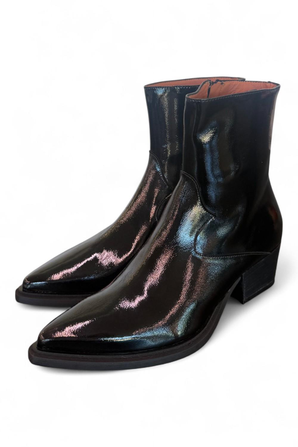 Stivaletto texano lucido nero Matteo Pitti 