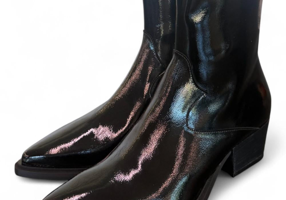 Stivaletto texano lucido nero Matteo Pitti 