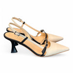 Slingback pelle latte e nero tacco 70 Isabelle Paris<BR/> 