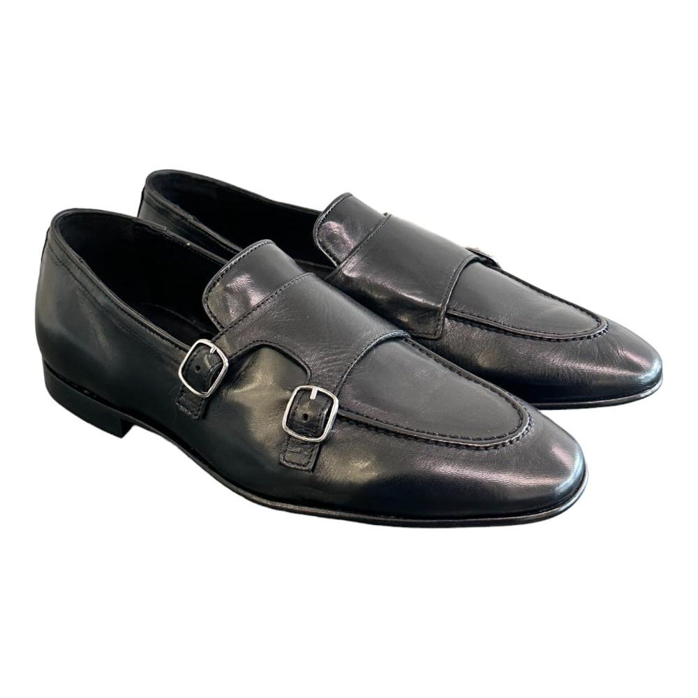 Mocassino fibbie pelle nera Pawelks<BR/> 