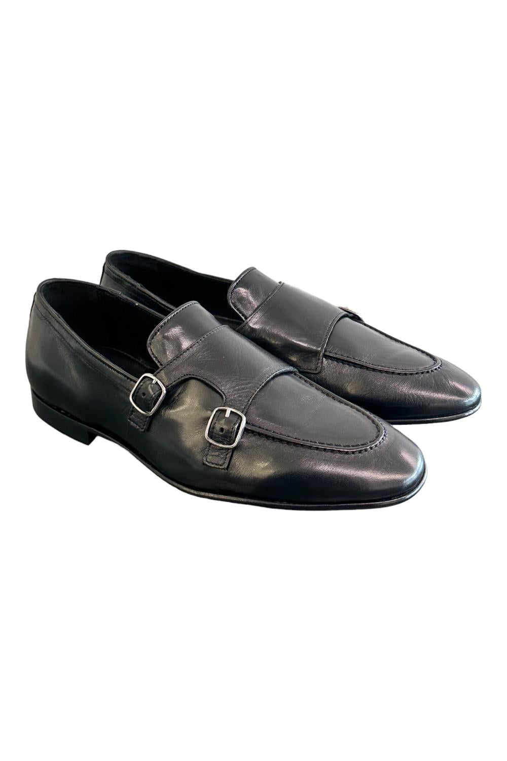 Mocassino fibbie pelle nera Pawelks<BR/> 