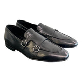 Mocassino fibbie pelle nera Pawelks<BR/> 