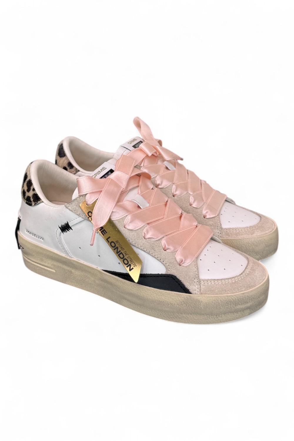 Sneaker donna  De Luxe bianca beige Crime London 