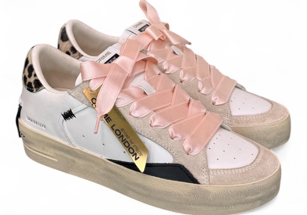 Sneaker donna  De Luxe bianca beige Crime London 