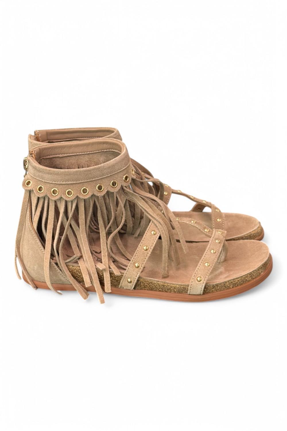Sandalo beige con frange Emanuel Vee 