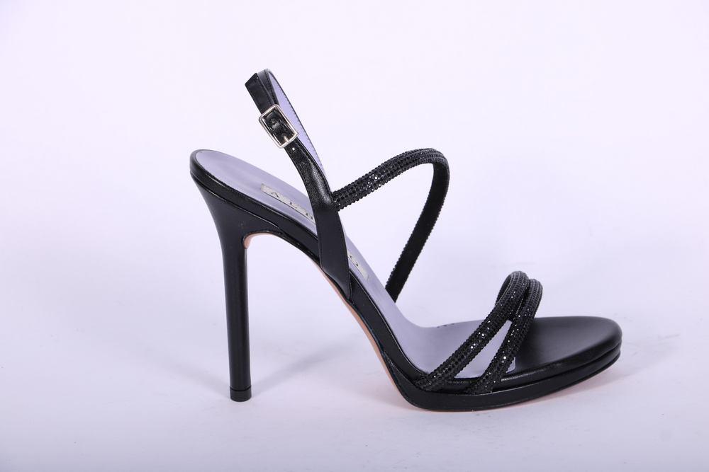 Sandalo plateau strass nero tacco 10 Albano<BR/> 