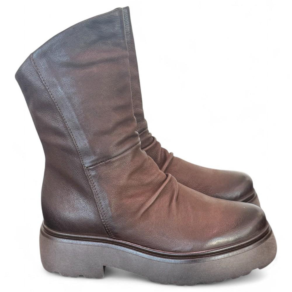 Stivaletto pieghe nabuk ingrassato moka Mjus<BR/> 