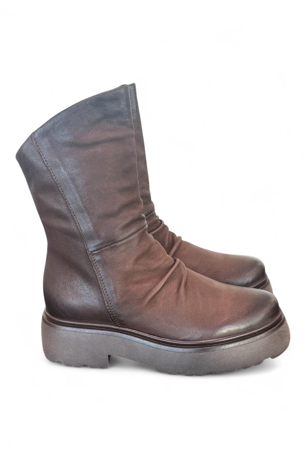 Stivaletto pieghe nabuk ingrassato moka Mjus<BR/> 