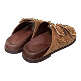 Ciabatta perline suede sigaro Inuovo<BR/> 