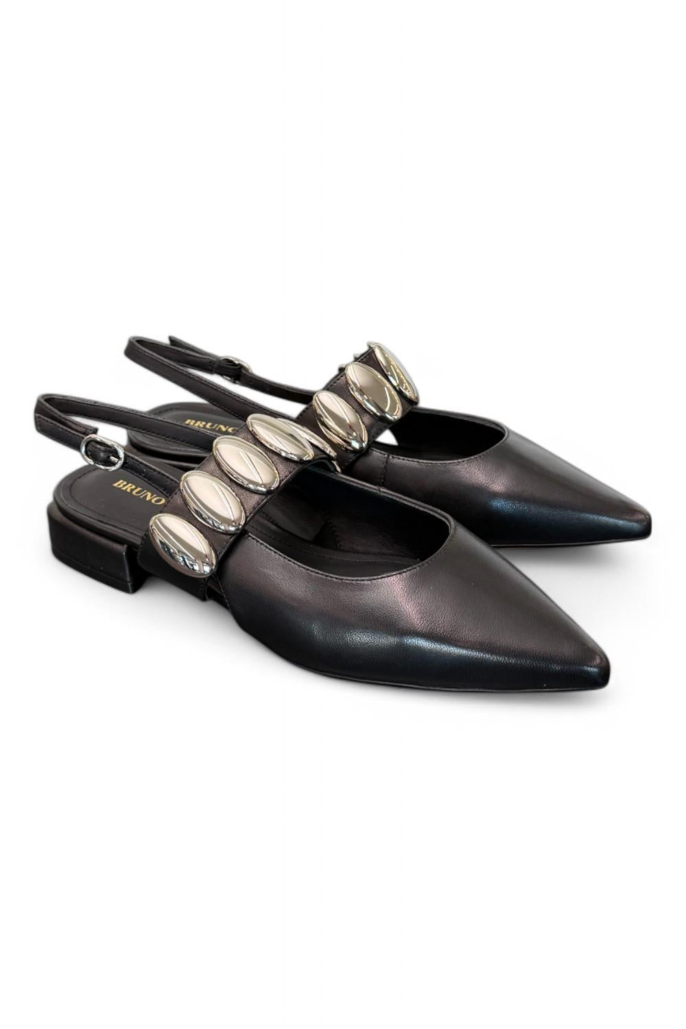Slingback nera con accessorio Bruno Premi<BR/> 