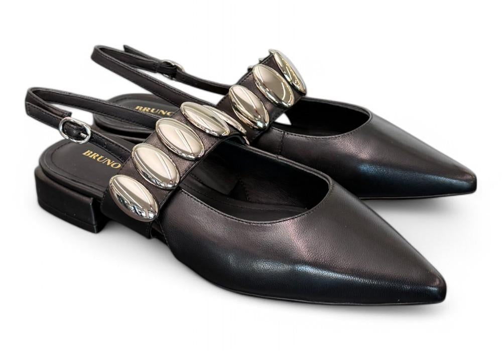 Slingback nera con accessorio Bruno Premi<BR/> 